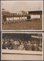 cca 1933-1941 Párizs-Budapest labdarugó mérkőzés, 3 db sajtófotó, az egyik feliratozott, felületén törésvonalak, két képen is szerepel gróf Khuen Héderváry Sándor párizsi magyar követ 12x18 cm