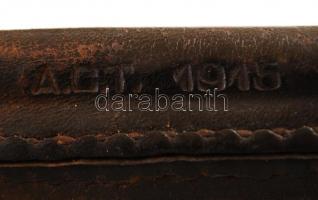 I. Világháborús bajonett, jelzett bőr hüvelyben, h:38 cm