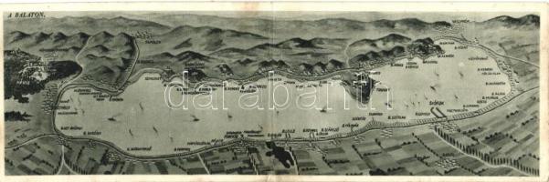 Balaton, térkép, panoramacard (Rb)