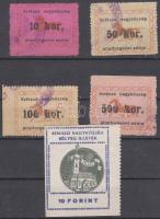 1923/1947 Szikszó városi illetékbélyegek 5 db