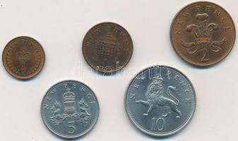 Nagy-Britannia 1968-1971. 1/2P, 1P, 2P, 5P, 10P sor T:1 Great Britain 1968-1971. 1/2 Penny + 1 Penny + 2 Pence + 5 Pence + 10 Pence Britains First Decimal Coins T:UNC