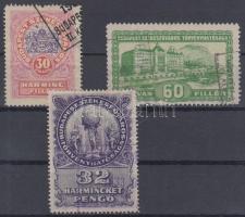 1931 3 db Budapest városi illetékbélyeg 30f, 60f, 32P