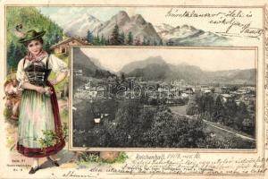 Reichenhall, Serie VI. Bauernmädchen No. 8. O. Blaschke / folklore Emb. litho (EB)