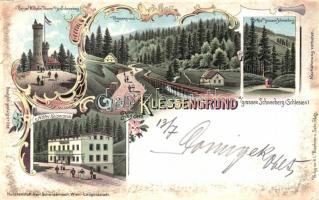 1899 Kletno, Klessengrund; Kaiser Wilhelm Thurm, Hotel Kaisersruh, litho (b)