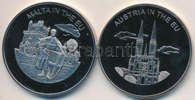 Máltai Lovagrend 2004. 100L (2x) "Málta az EU-ban" + "Ausztria az EU-ban" T:PP
S...