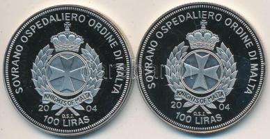 Máltai Lovagrend 2004. 100L (2x) "Bulgária az EU-ban" + "Csehország az EU-ban" T:PP Sovereign Order of Malta 2004. 100 Liras (2x) "Bulgaria in the EU" + "Czech Republic in the EU" C:PP