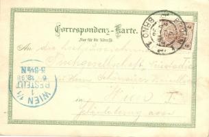 1898 Brno, Brünn; Krautmarkt, Parnass und Rathaus / town hall square, litho