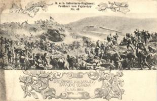 K.u.K. Infanterie Regiment Freiherr von Fejérváry Nr. 46. Erstürmerung von Sarajevo 19. Aug. 1878 / Austrian military memorial card (fl)