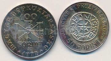 1972. 50Ft Ag + 100Ft Ag "Szt.István" pár dísztokban T:BU