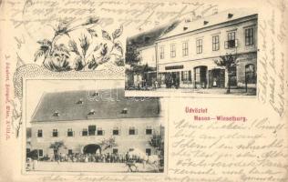 Mosonmagyaróvár, Moson, Wieselburg; Korona szálloda, Takáts Konrád kereskedése; floral