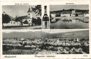 Abaújszántó, Görög katolikus templom, Sportuszoda, bor, Forgács Lajos kiadása (EK)