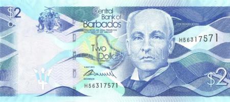 Barbados 2013. 2$ T:I- (hajtatlan) Barbados 2013. 2 Dollars C:AU (unfolded)