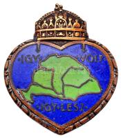 ~1930. "Így volt - Így lesz / Nagy Magyarország" az Ereklyés Országzászló Nagybizottságának irredenta zománcozott Br gomblyukjelvénye. Szign.: JEROUSCHEK / BPEST / SEMMELWEISS U 7. (26x22.5mm) T:2,2-