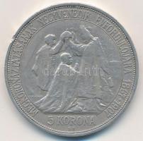 1907KB 5K Ag "Ferenc József koronázásának 40. évfordulója" T:2- ph. Hungary 1907KB 5 Korona Ag "40th Anniversary of the Coronation of Franz Joseph I" Kremnitz C:VF edge error Huszár: 2214.a, Adamo K7.1