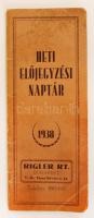 1938 Bp., V. Rigler Rt. kitöltött heti előjegyzési naptár sok hasznos információval