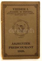 1928 Vieder órás és aranyműves kellékek kereskedése képes árjegyzék. 120p. Néhány oldalba belevágva