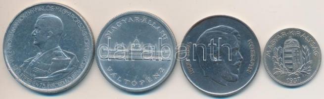 1937. 1P Ag + 1947. 5Ft Ag "Kossuth" + 1943. 5P Al 1945. 5P Al T:vegyes