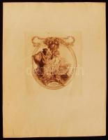 1913 Franz von Bayros (1866-1924): Ex libris Francisci Chorin junioris, heliogravúr, japán papír, 13×11,5 cm.