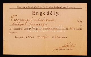 1920 Szerb és Markó utcai fogház engedély rab találkozóra