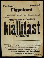 cca 1930 Pátria Művészeti képkiadó vállalat kiállításának kisplakátja 24x31 cm