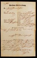 1852 Német nyelvű személyleírás (személyigazolvány)