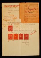 1934 Gyoma, Kner Izidor Könyvnyomdája által kiállított számla és elismervény Kner Izidor kézjegyével, okmánybélyegekkel, diósgyőri Kner-vízjeles papíron