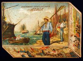 cca 1900 Adria csontlevélpapír litho doboztető