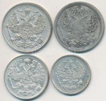 Oroszország 1878-1916. 10k Ag + 15k Ag + 20k Ag (2x) T:vegyes
Russia 1878-1916. 10 Kopeks Ag + 15 Ko...