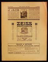 1909 Az Amatőr. Művészi fényképezési folyóirat. A Budapesti Photo Club hivatalos közlönye. Szerk. Kohlmann Artur. VI. évfolyam bekötéshez való borítója és tartalomjegyzéke + IX. szám 3. pótfüzet. 61p-72p.