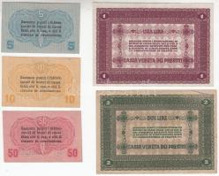 Olaszország/Velence/osztrák-magyar megszállás 1918. 5c + 10c + 50c+ 1L + 2L T:I- 
Italy/Venice/Austr...