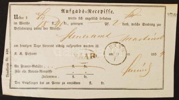 1859-1867 Raab(Győr), 3 db ovál- és körbélyegzős feladóvevény, az egyiken szárazpecséttel