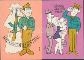 12 unused humorous postcard series, Hungarian soldiers life, in its own paper case s: Pusztai Pál Je...