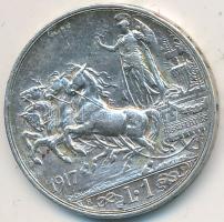 Olaszország 1917R 1L Ag "III. Viktor Emánuel" T:2-
Italy 1917R 1 Lira Ag "Vittorio Em...