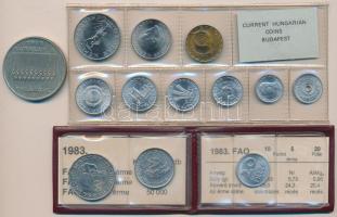 1981. 2f-10Ft 9db klf érmés forgalmi sor fóliatokban + 1983. 20f + 5Ft + 10Ft + 100Ft "FAO&quot...