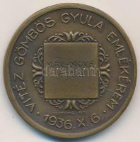 1938. "Vitéz Gömbös Gyula Emlékérem / Becsülettel a Haázáért MÁV-MOVE" Br díjérem szalag n...