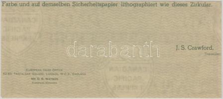 Kanada DN "Canadian Pacific Express Company" 10$ "SPECIMEN" utazási csekk T:I
Ca...