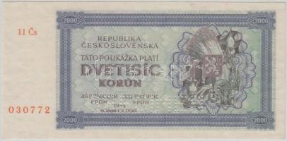 Csehszlovákia 1945. 2000K "Specimen" T:II
Czechoslovakia 1945. 2000 Korun "Specimen&q...