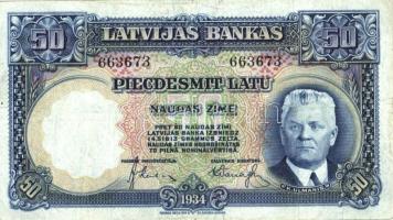 Lettország 1934. 50L T:III Latvia 1934. 50 Latu C:F Krause 20