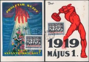 A Magyar Tanácsköztársaság plakátjai - 16 db reprint művészi propagandalap hozzá illő bélyegekkel és...