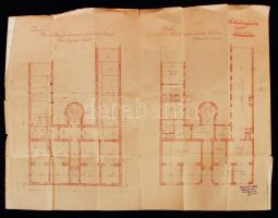 1927-1936 Lakóház építésének tervrajzai, és egy légoltalmi utasítási táblázat