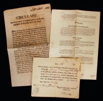 1806-1866 3 db német nyelvű irat (az osztrák pénzügyminisztérium rendeleti közlönyének egy száma, Osztrák Főhercegség által kiadott pénzügyekkel kapcsolatos körlevél)