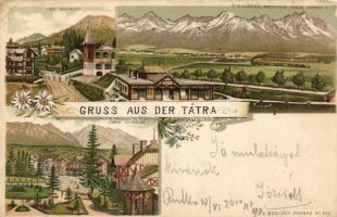 1899 Tátra, Ótátrafüred, Újtátrafüred, Poprád floral litho (b)
