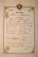 1854 Útlevél 6 kr CM illetékbélyeggel (Alsólendva) / Reisepass mit 6 kr CM Stempelmarke