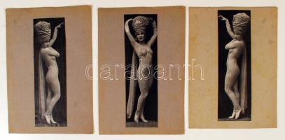 cca 1920 3 db erotikus kép kartonlapon 6x21 cm