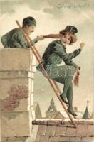 New Year, chimney sweepers litho