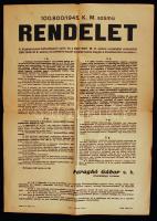 1945 A közélelmezés biztosításáról szóló rendeletet ismertető nagyméretű plakát