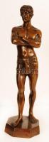 Ókori atléta, bronz szobor, jelzés nélkül, m: 37 cm