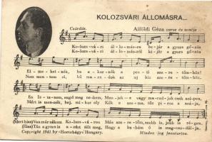 'Kolozsvári állomásra...' Alföldi Géza verse és zenéje, Hungarian song music sheet by Alföldi Géza