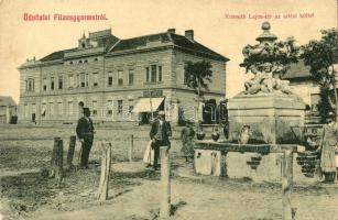 Füzesgyarmat, Kossuth Lajos tér, artézi kút, Beck József kereskedése; kiadja Orosz János (EB)