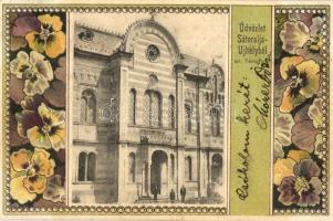 Sátoraljaújhely, Zsinagóga; Art Nouveau litho, Alexander V. kiadása
